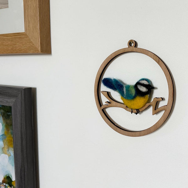 Needle Felted Blue Tit Wall Decoration